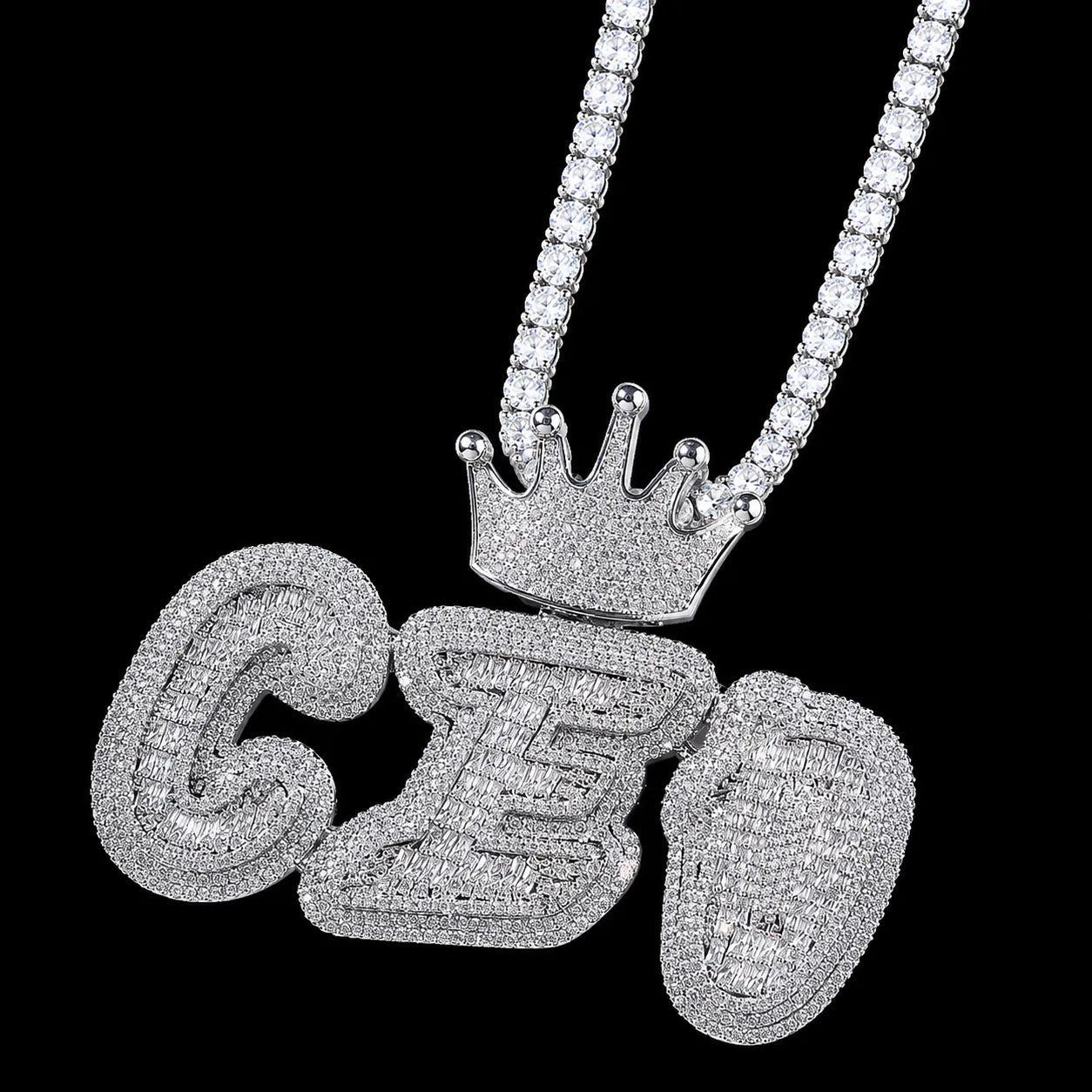 Iced - Out Crown Bail Custom NICK Font Pendant - TONGSHOP / Length:16 / Length:18