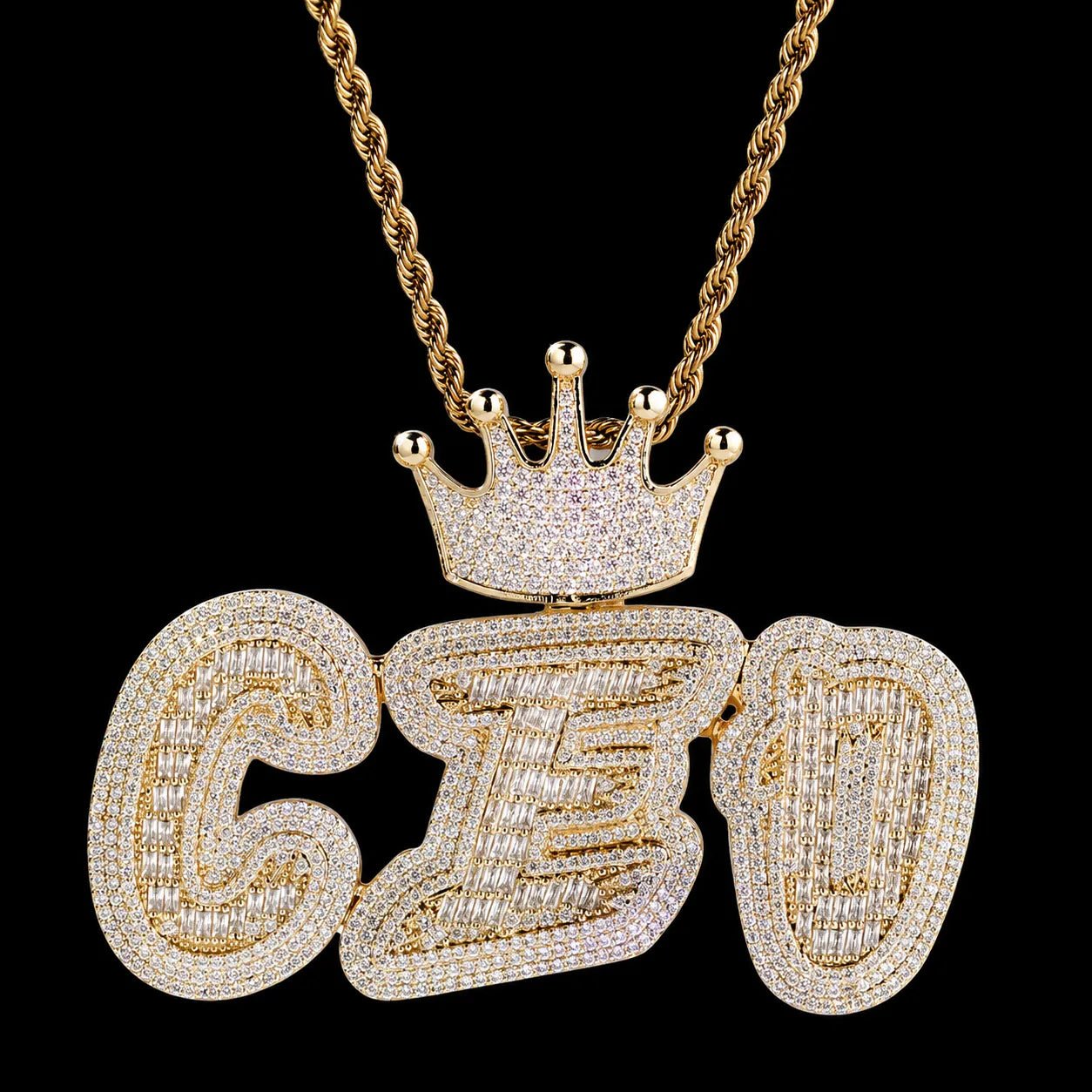 Iced - Out Crown Bail Custom NICK Font Pendant - TONGSHOP / Length:16 / Length:18