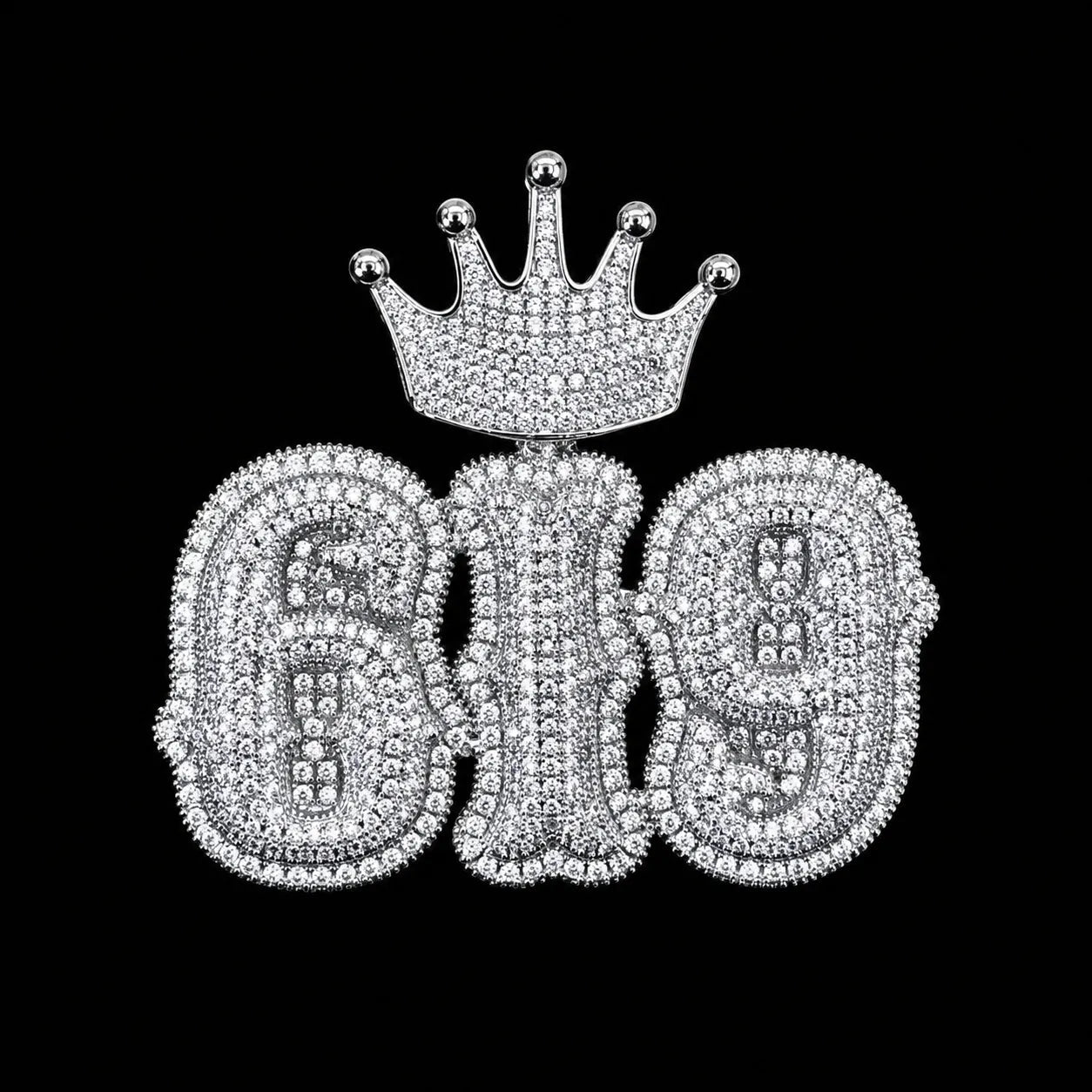Iced - Out Crown Clasp Custom Gothic Letter Pendant - TONGSHOP / Length:16 / Length:18