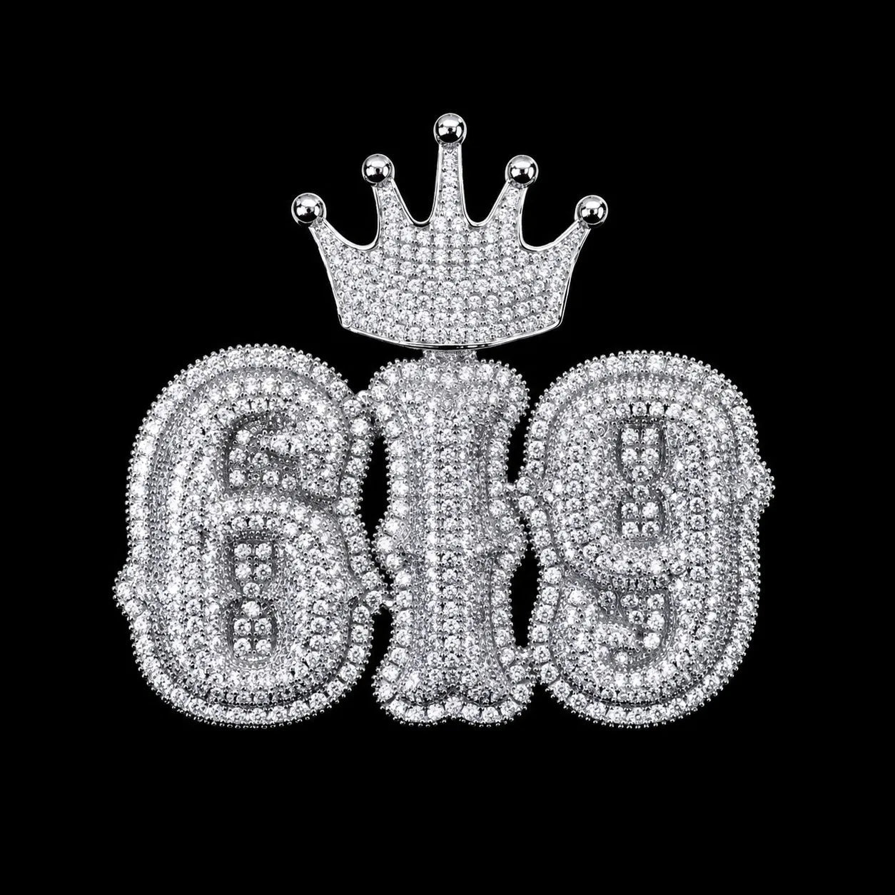 Iced - Out Crown Clasp Custom Gothic Letter Pendant - TONGSHOP / Length:16 / Length:18