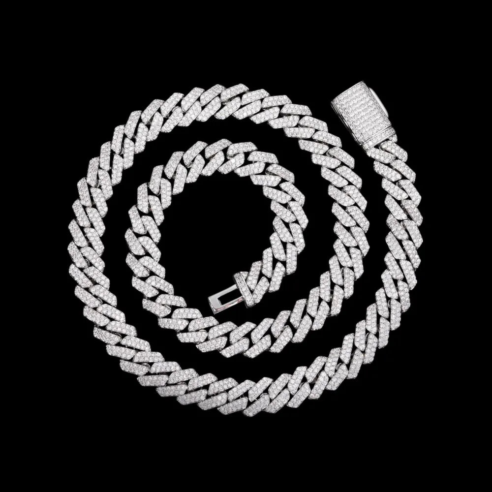 Iced Out Diamond Cuban Link Chain - 16mm - TONGSHOP / Length:16 / Length:18