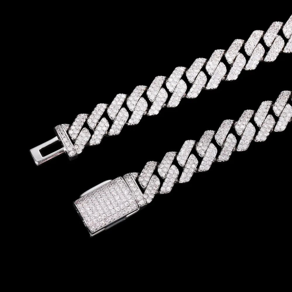 Iced-Out Diamond Cuban Link Chain - 8mm - TONGSHOP / Length:16 / Length:18