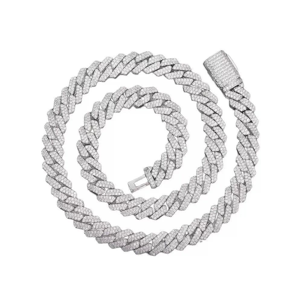 Iced-Out Diamond Cuban Link Chain - 8mm - TONGSHOP / Length:16 / Length:18