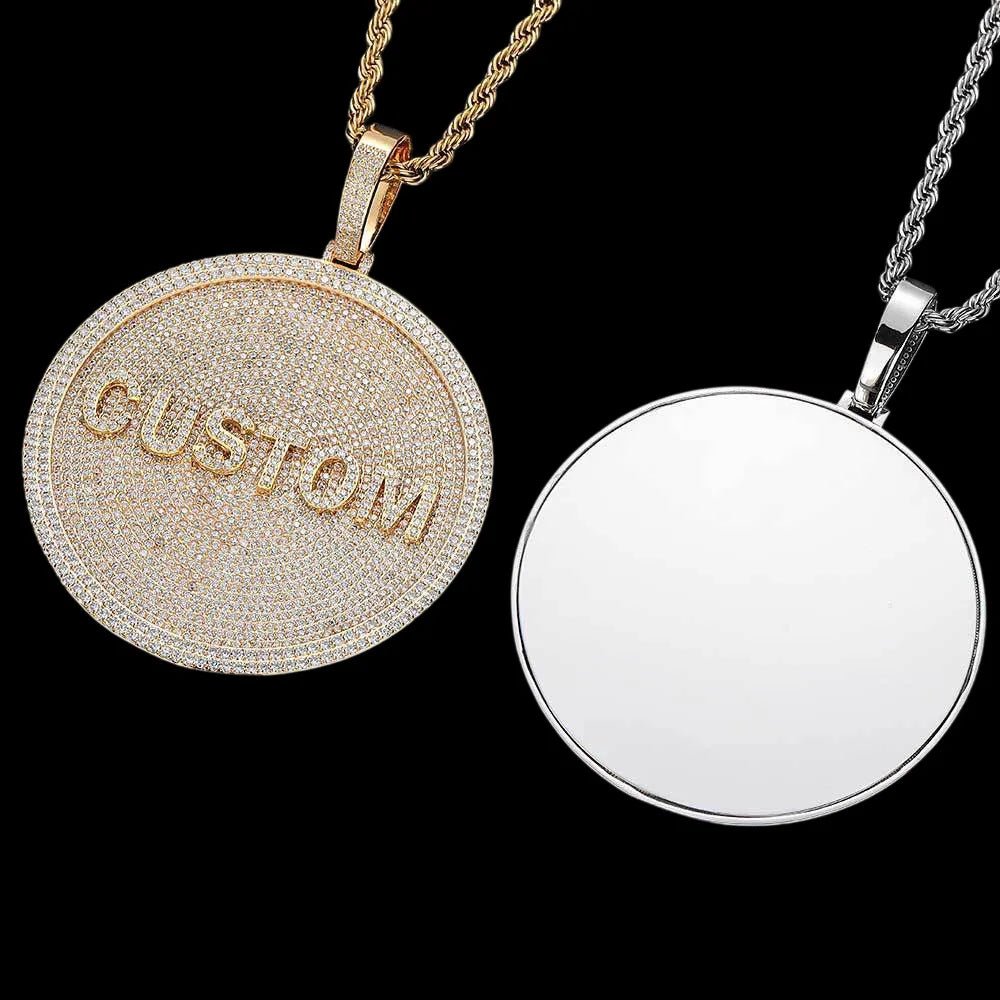 Iced - Out Diamond Custom Letter 3D Large Disc Pendant – 80mm - TONGSHOP / Length:16 / Length:18