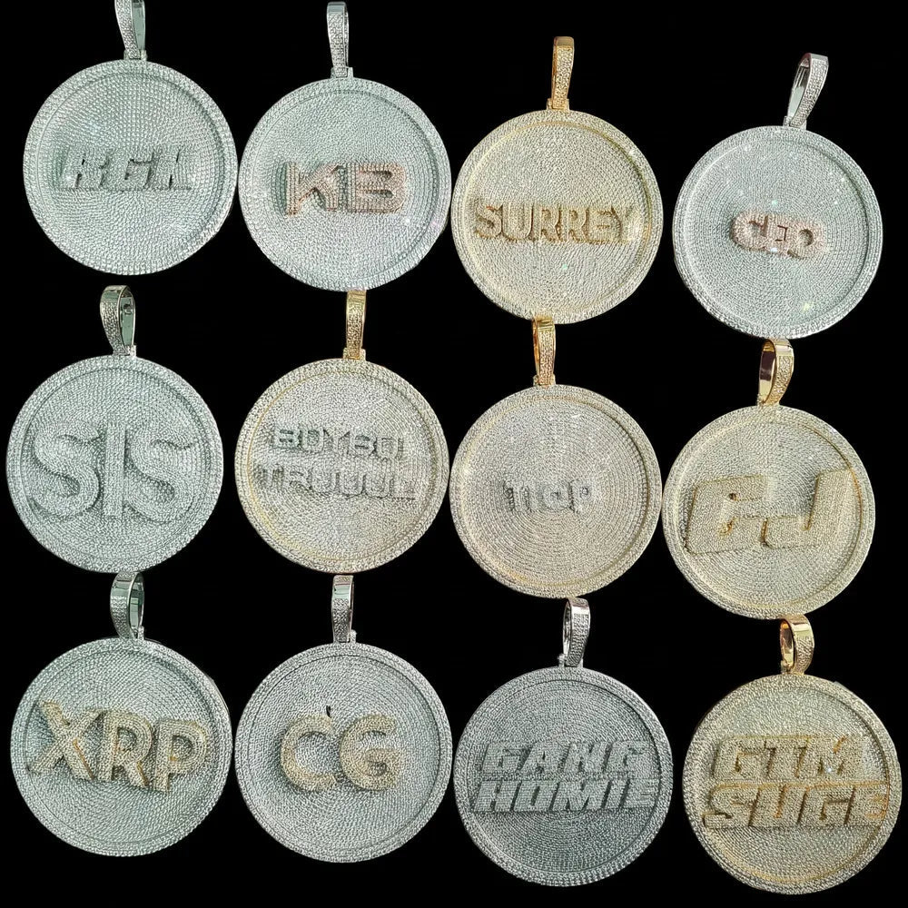 Iced - Out Diamond Custom Letter 3D Large Disc Pendant – 80mm - TONGSHOP / Length:16 / Length:18