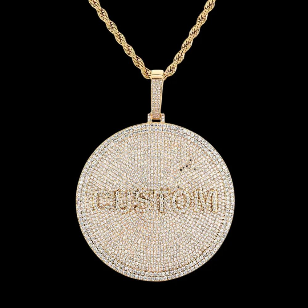Iced - Out Diamond Custom Letter 3D Large Disc Pendant – 80mm - TONGSHOP / Length:16 / Length:18