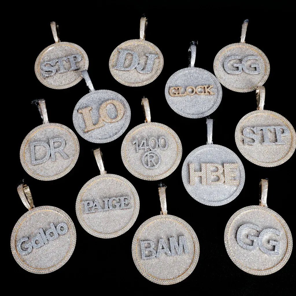 Iced - Out Diamond Custom Letter 3D Large Disc Pendant – 80mm - TONGSHOP / Length:16 / Length:18
