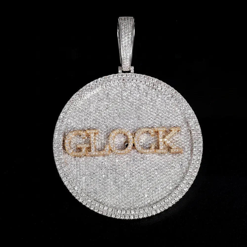 Iced - Out Diamond Custom Letter 3D Large Disc Pendant – 80mm - TONGSHOP / Length:16 / Length:18