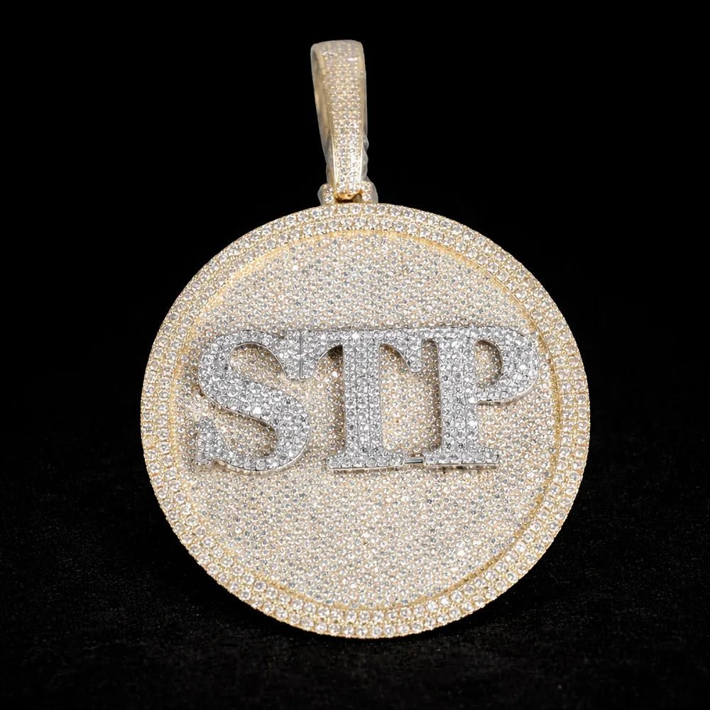 Iced - Out Diamond Custom Letter 3D Large Disc Pendant – 80mm - TONGSHOP / Length:16 / Length:18