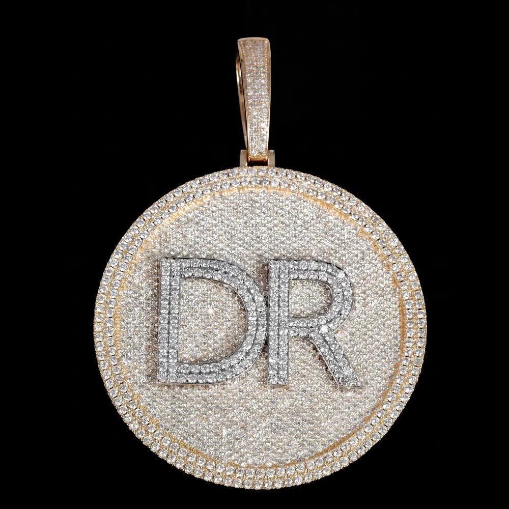 Iced - Out Diamond Custom Letter 3D Large Disc Pendant – 80mm - TONGSHOP / Length:16 / Length:18