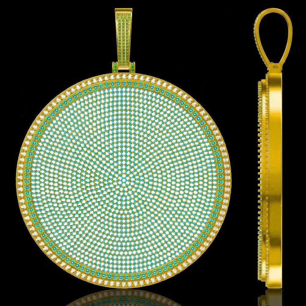 Iced - Out Diamond Custom Letter 3D Large Disc Pendant – 80mm - TONGSHOP / Length:16 / Length:18