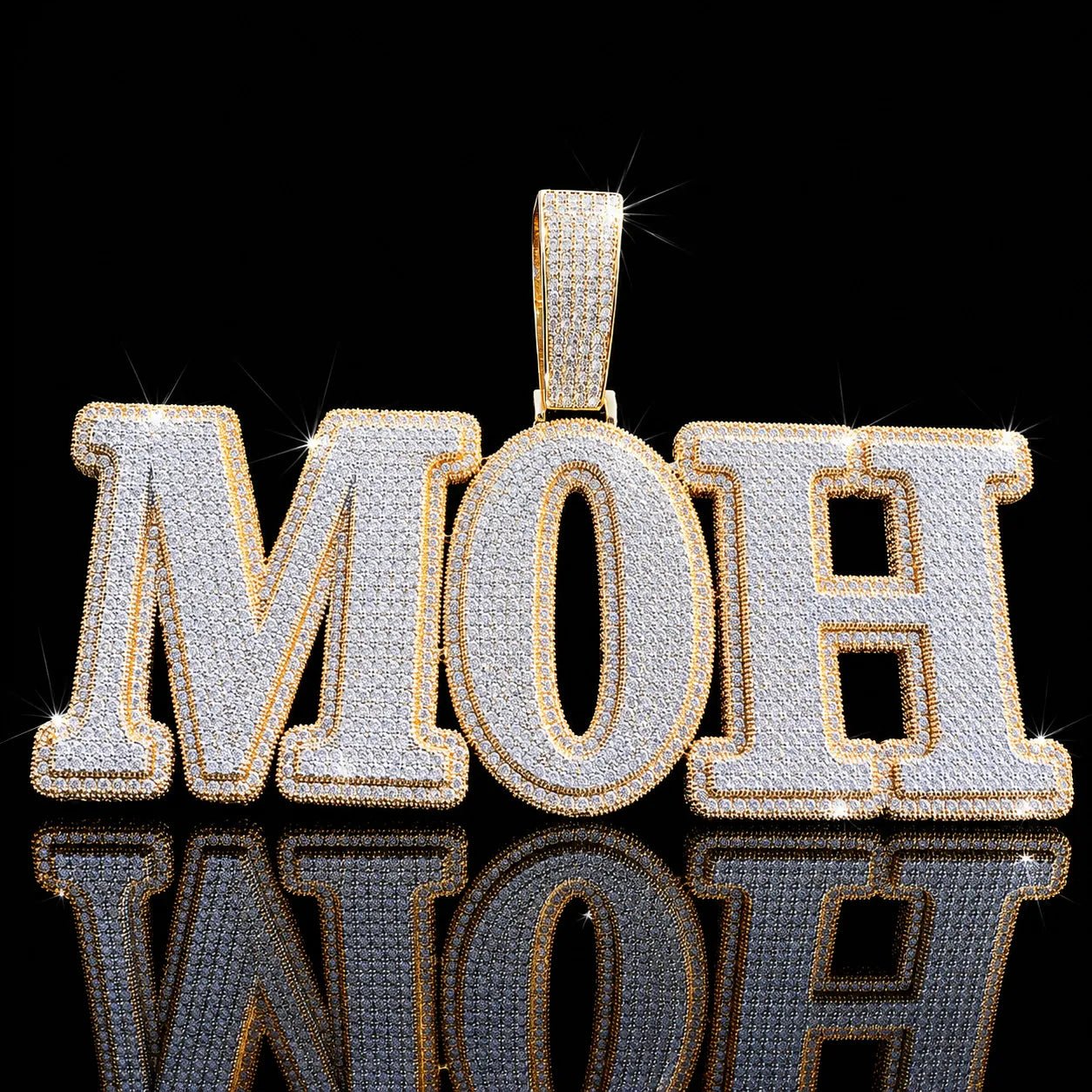 Iced - Out Double - Layer Custom Large Letter Pendant - TONGSHOP / Length:16 / Length:18