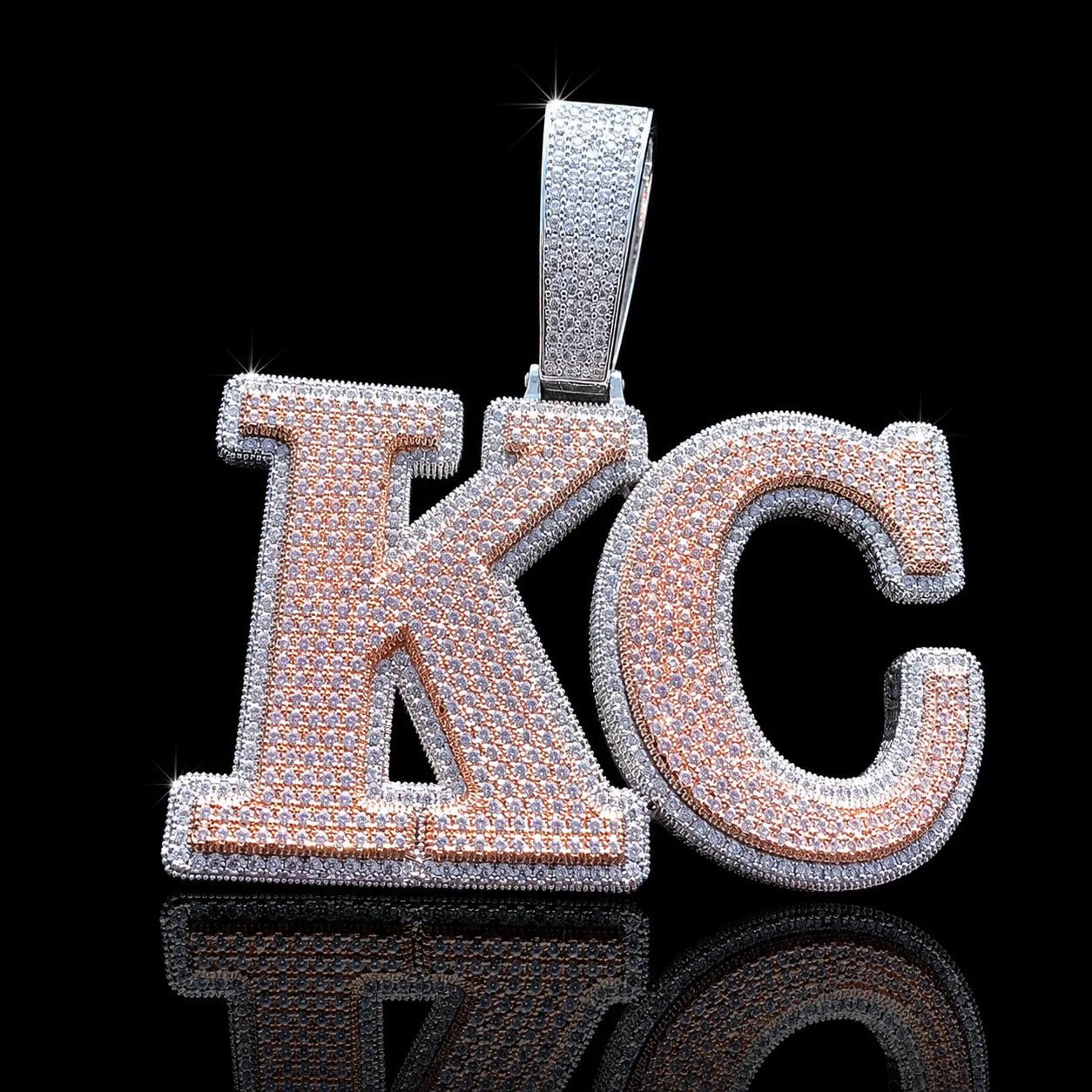 Iced - Out Double - Layer Custom Large Letter Pendant - TONGSHOP / Length:16 / Length:18