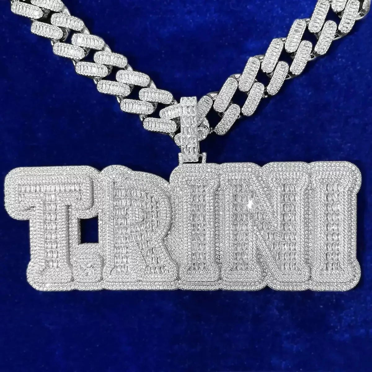 Iced - Out T - Set Diamond Custom Letter Name Pendant - TONGSHOP / Length:16 / Length:18