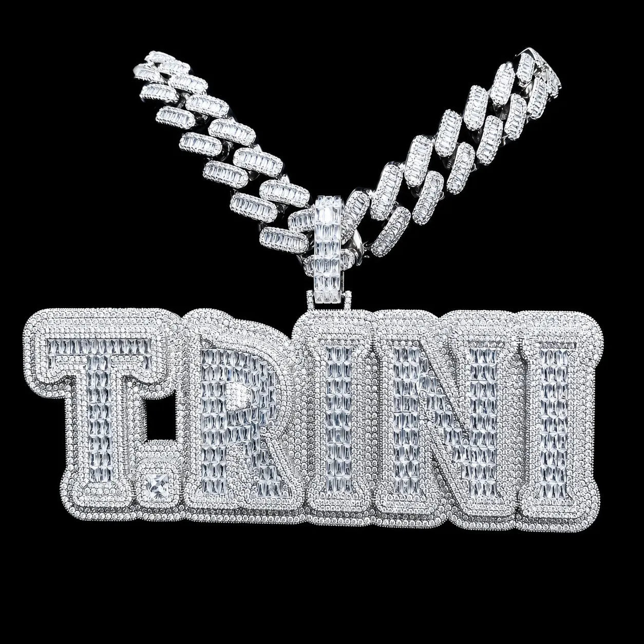 Iced - Out T - Set Diamond Custom Letter & Number Pendant - TONGSHOP / Length:16 / Length:18