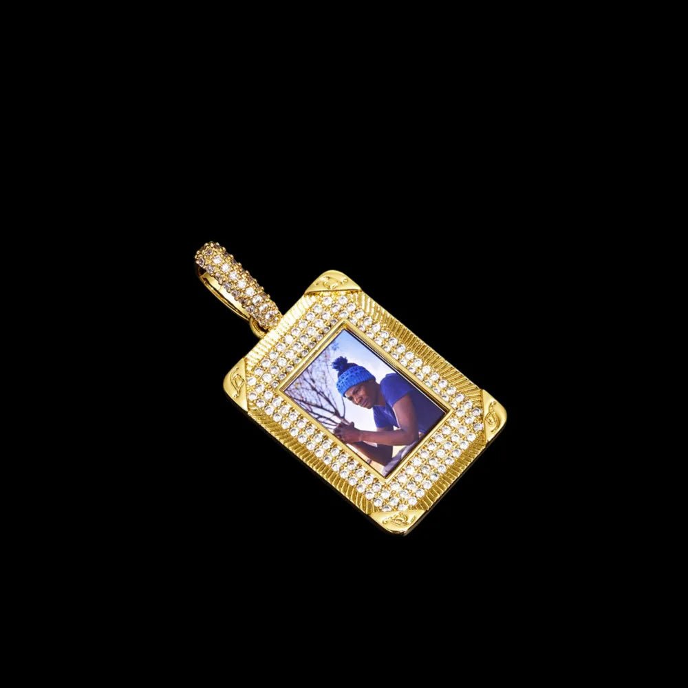 Iced Rectangular Memory Custom Photo Pendant - 25mm - TONGSHOP / Length:16 / Length:18