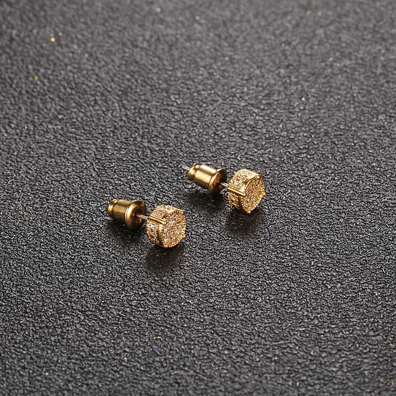 Luxury Round Micro Pave Diamond Stud Earrings - TONGSHOP