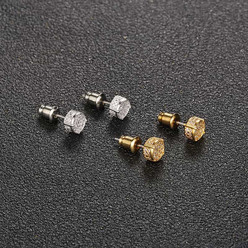 Luxury Round Micro Pave Diamond Stud Earrings - TONGSHOP