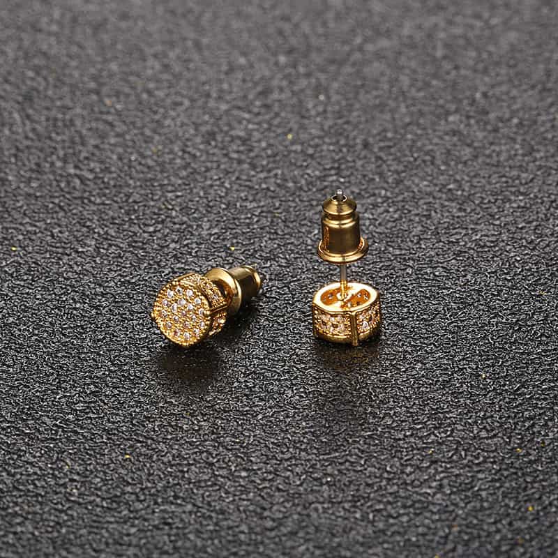 Luxury Round Micro Pave Diamond Stud Earrings - TONGSHOP