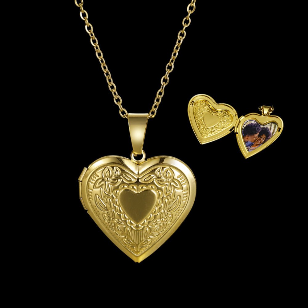 Memorial Engraved Heart - Shaped Custom Photo Pendant - 28mm - TONGSHOP / Length:16 / Length:18