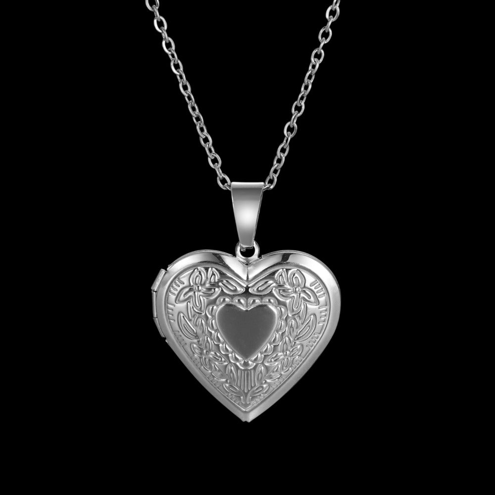 Memorial Engraved Heart - Shaped Custom Photo Pendant - 28mm - TONGSHOP / Length:16 / Length:18