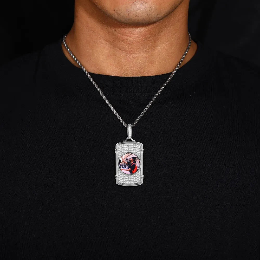 Memory Round Photo Frame Rectangular Pendant - 28mm - TONGSHOP / Length:16 / Length:18