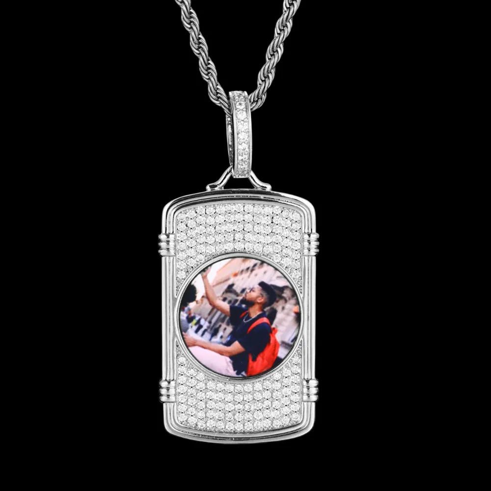 Memory Round Photo Frame Rectangular Pendant - 28mm - TONGSHOP / Length:16 / Length:18