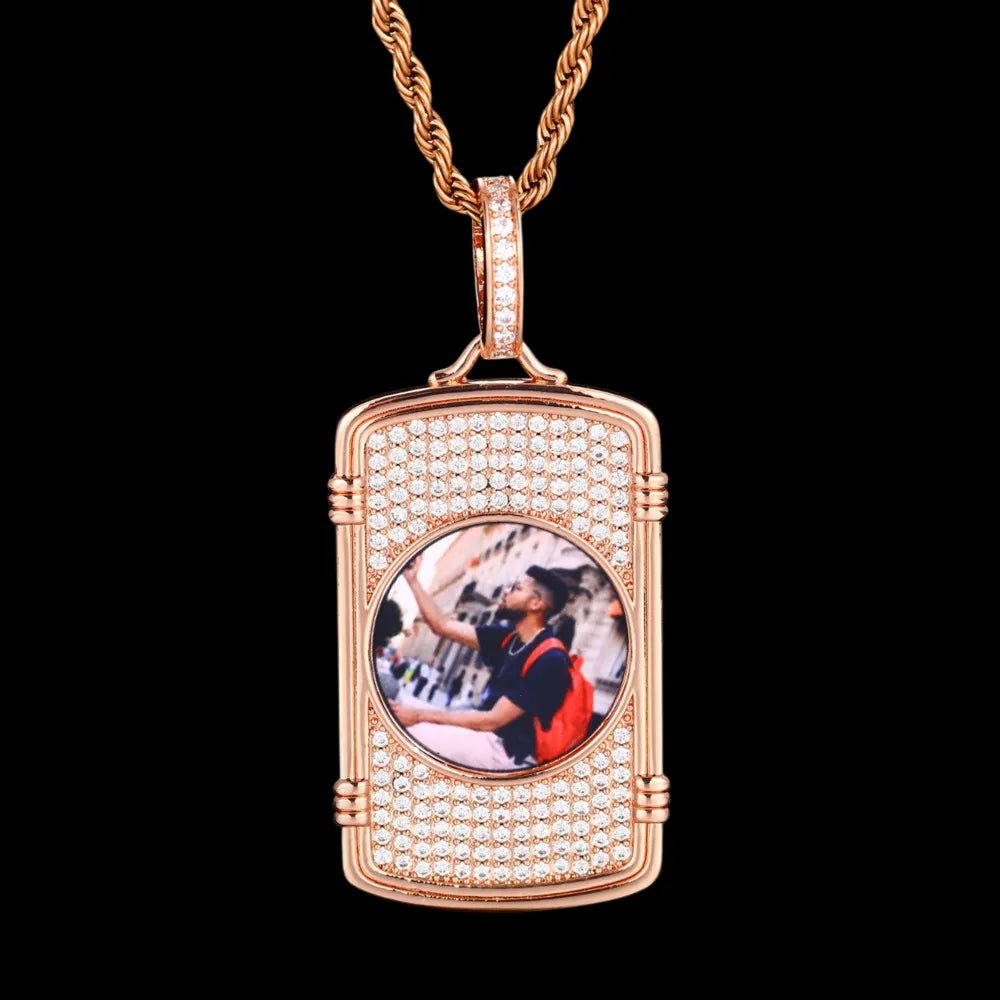 Memory Round Photo Frame Rectangular Pendant - 28mm - TONGSHOP / Length:16 / Length:18