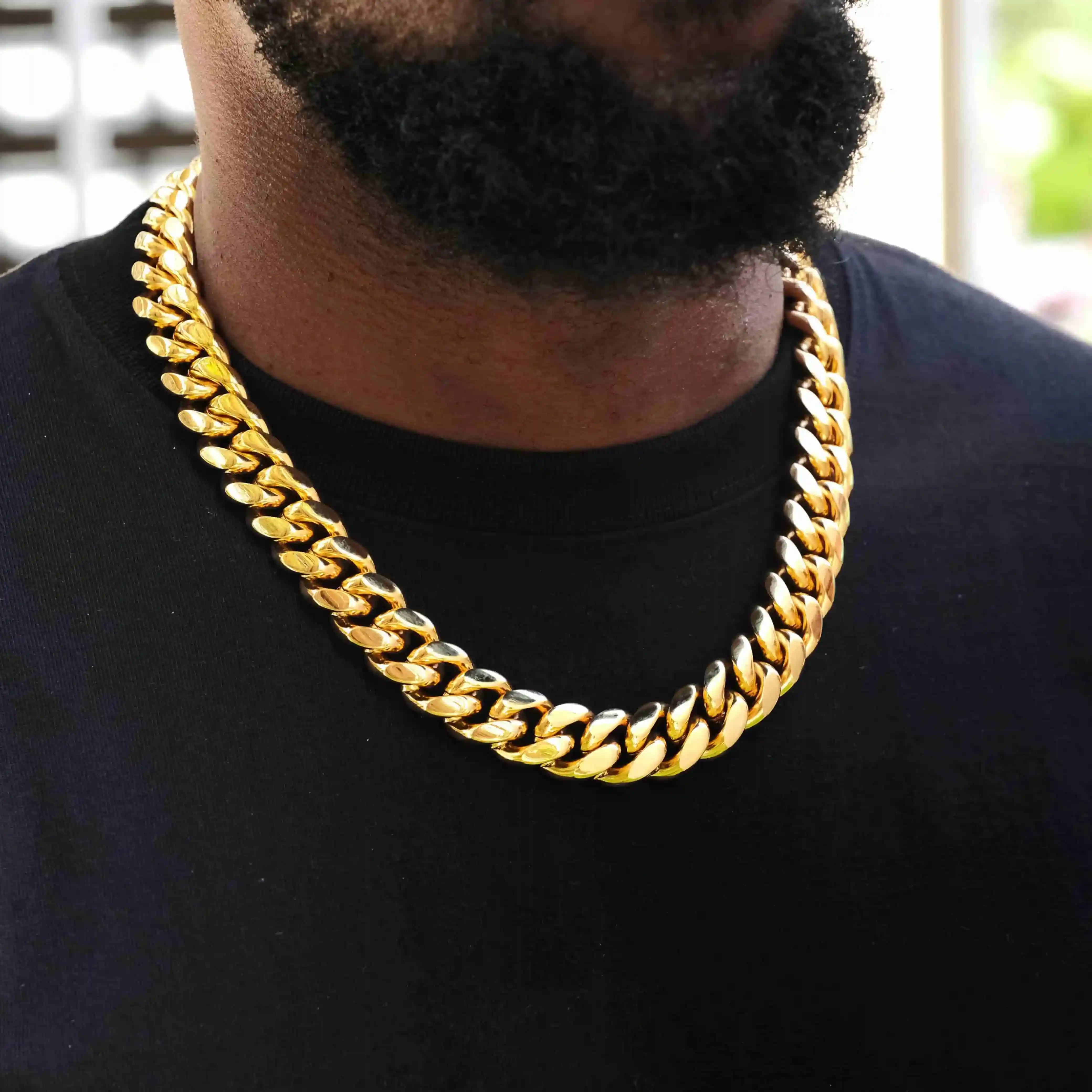 Miami Cuban Link Choker in Yellow Gold - 18mm - TONGSHOP