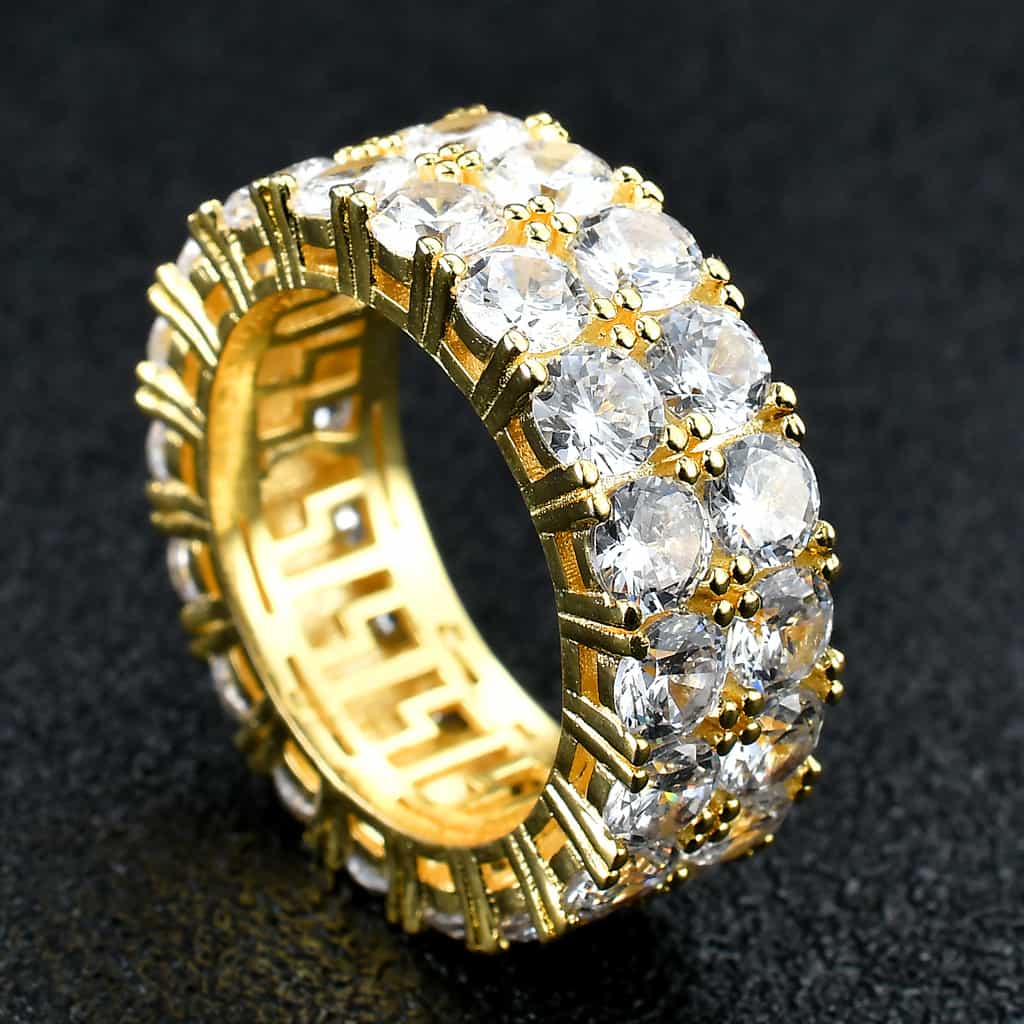 Micro Pave Double Row Full Diamond Ring - TONGSHOP
