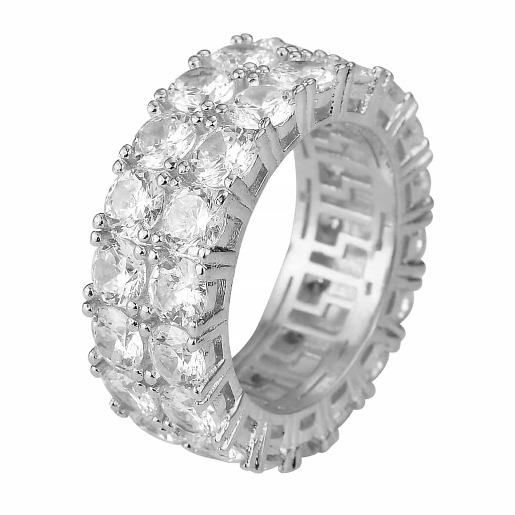Micro Pave Double Row Full Diamond Ring - TONGSHOP