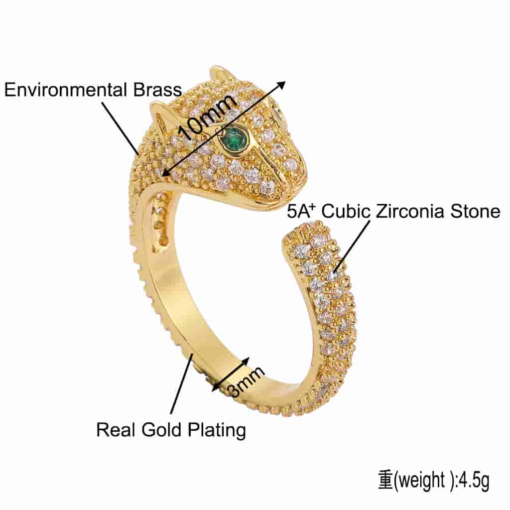 Micro Pave Leopard Open Ring - TONGSHOP
