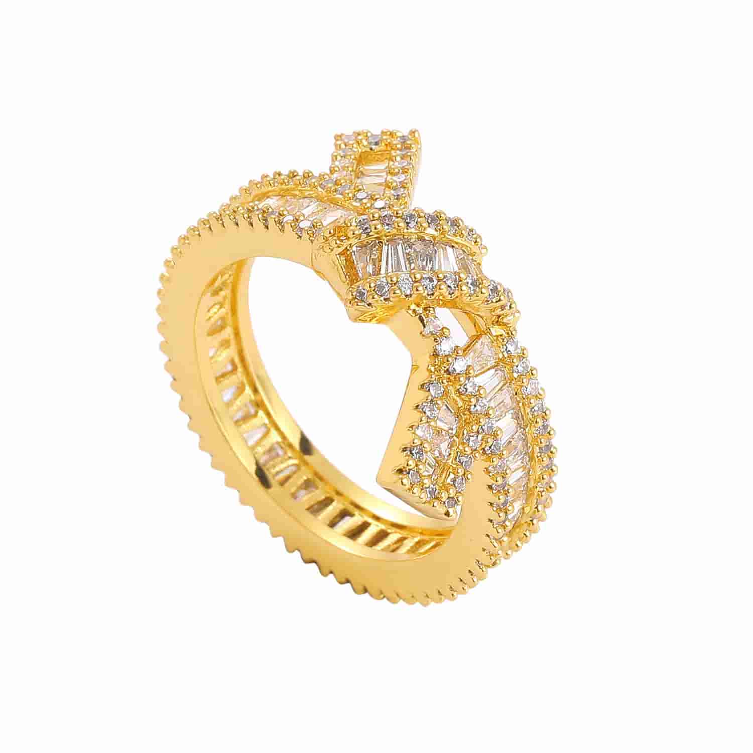 Micro Pave Tapered Square Diamond Wrap Ring - TONGSHOP