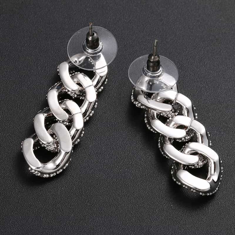 Micro Pave Triple Hoop Diamond Drop Earrings - TONGSHOP