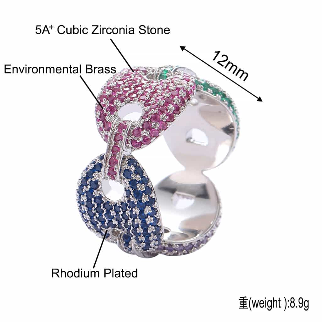 Micro - Set Colorful Diamond Ring - TONGSHOP