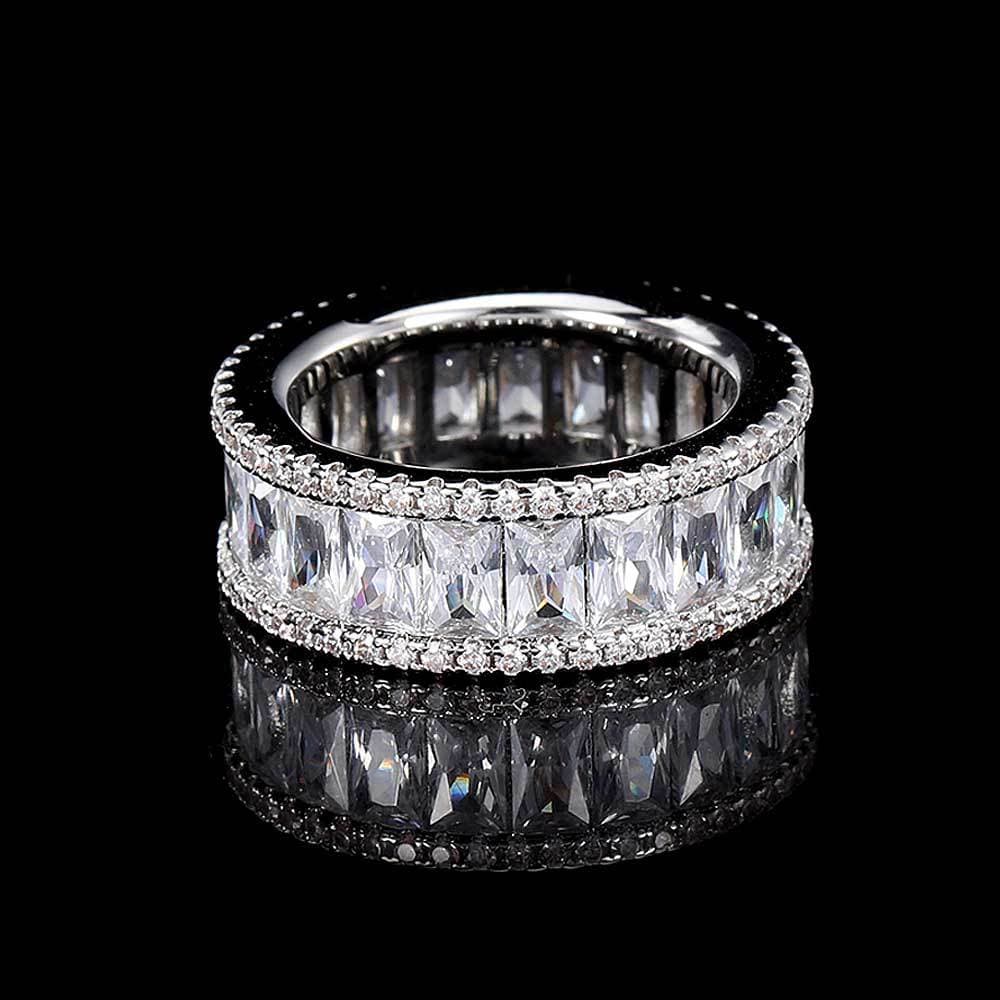 Mixed Pavé Triple Row T - Bar Ring in 18K Gold - TONGSHOP