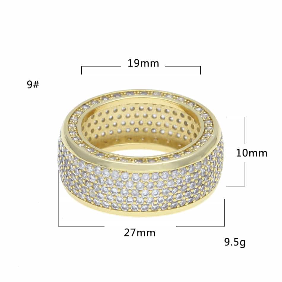 New Micro Pavé Full Diamond Hip - Hop Ring - TONGSHOP