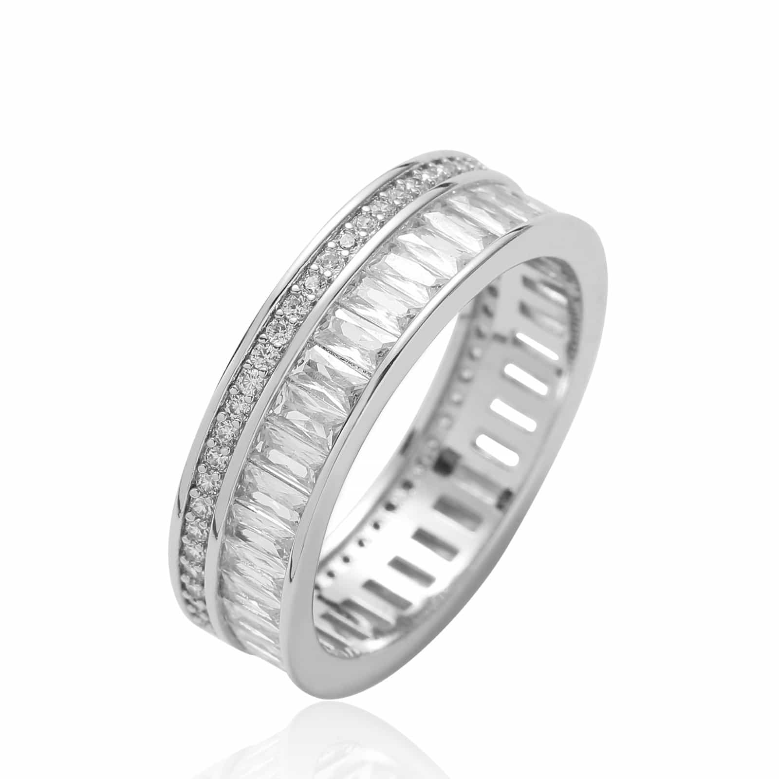 New Micro Pave T - Shaped Double Row Full Diamond Ring - TONGSHOP