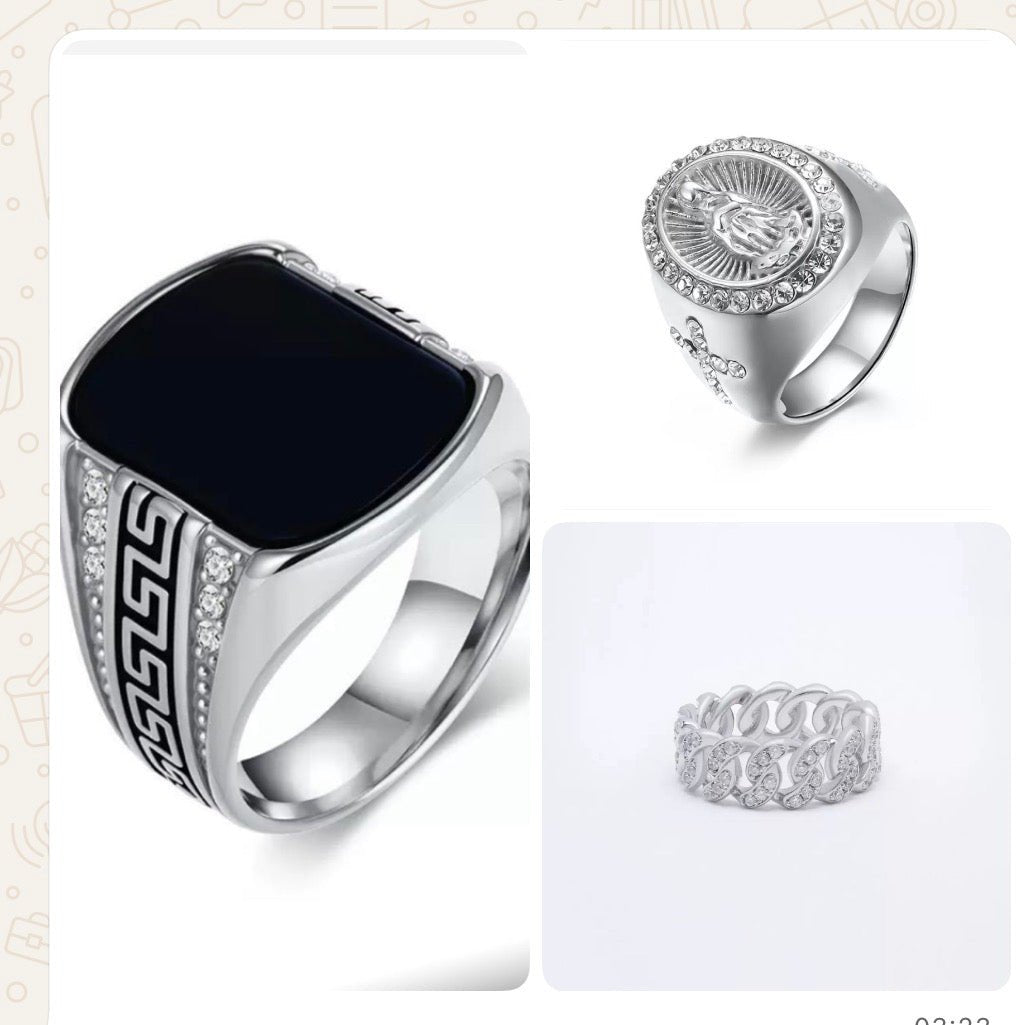 RING x3/ PENDANT x2/ 2mm White Gold Rope Chain x2 - TONGSHOP / /