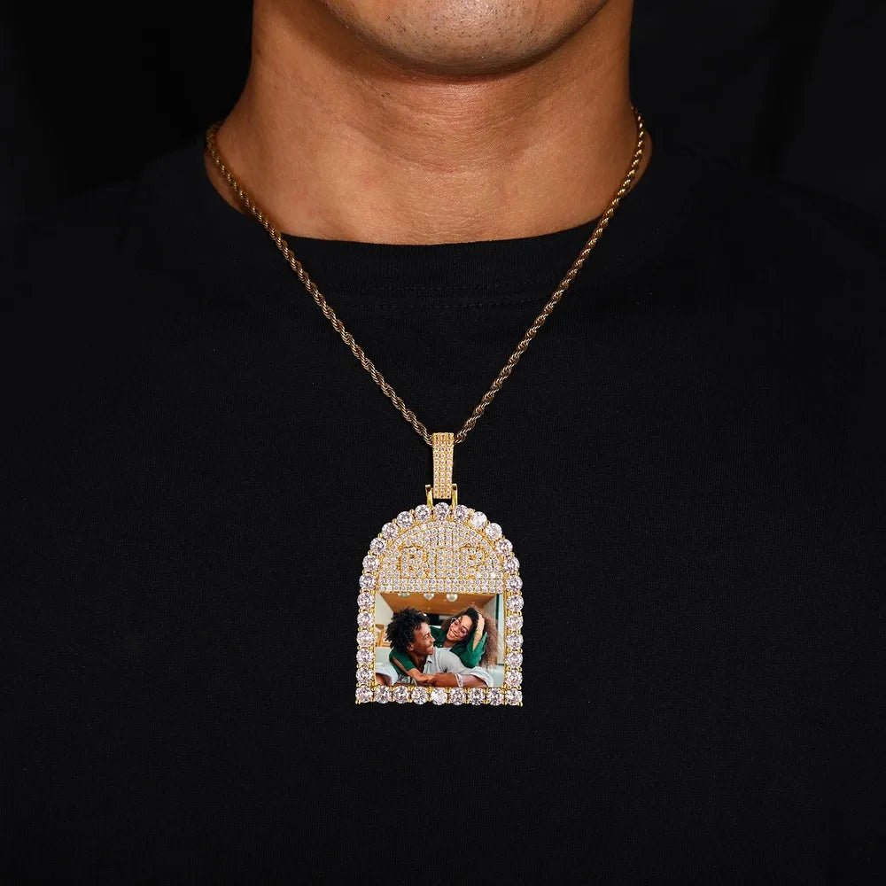 RIP Arch Memory Photo Frame Pendant - 52mm - TONGSHOP / Length:16 / Length:18