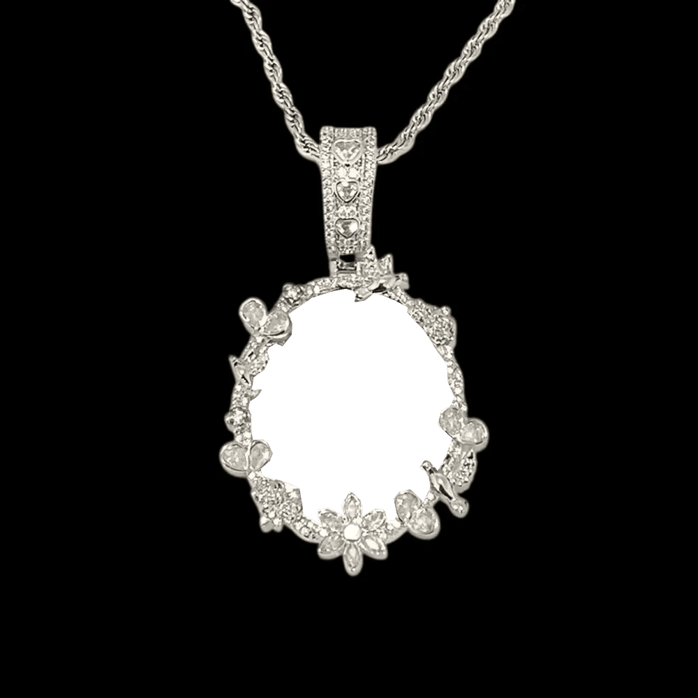 Rose’s Flower Custom Photo Oval Pendant - TONGSHOP / Length:16 / Length:18