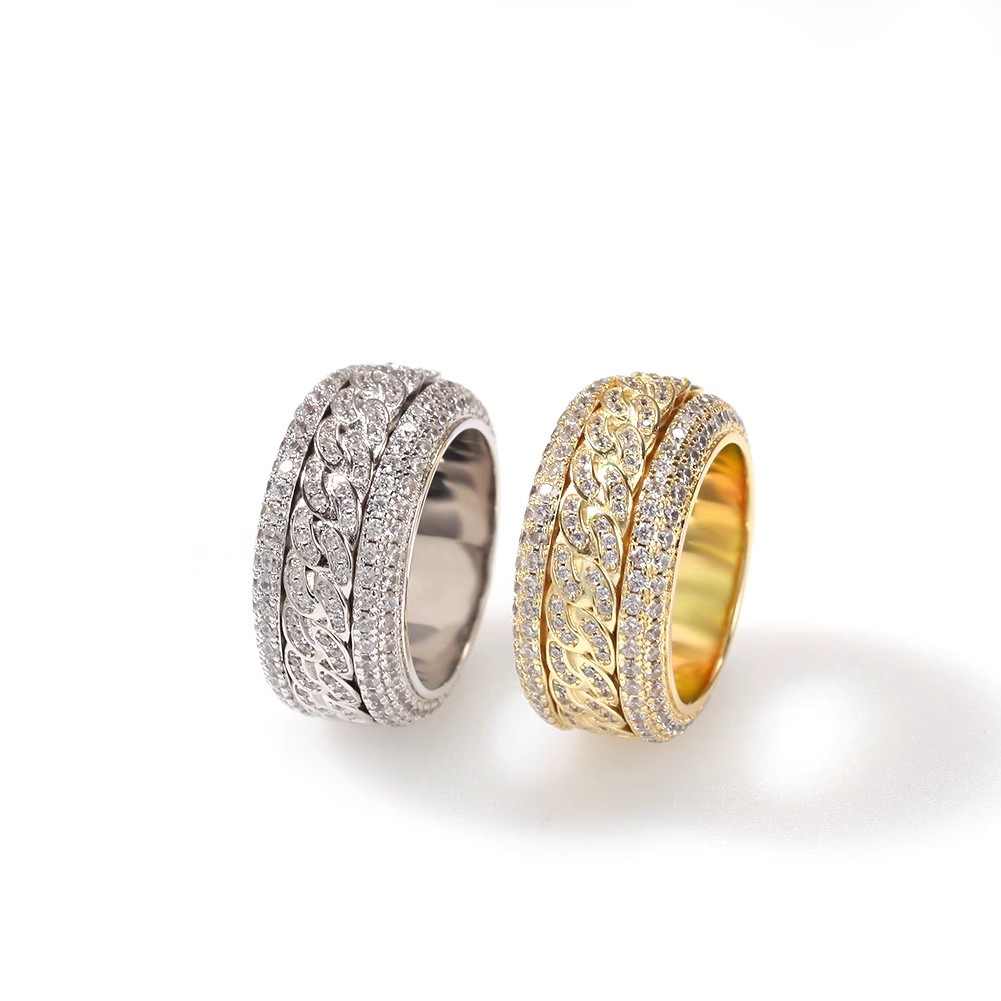Rotating Cuban Full Diamond Ice Ring - TONGSHOP