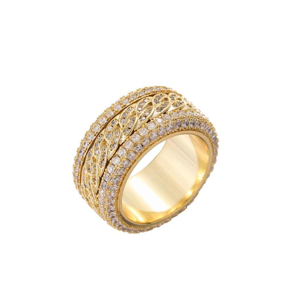 Rotating Cuban Full Diamond Ice Ring - TONGSHOP