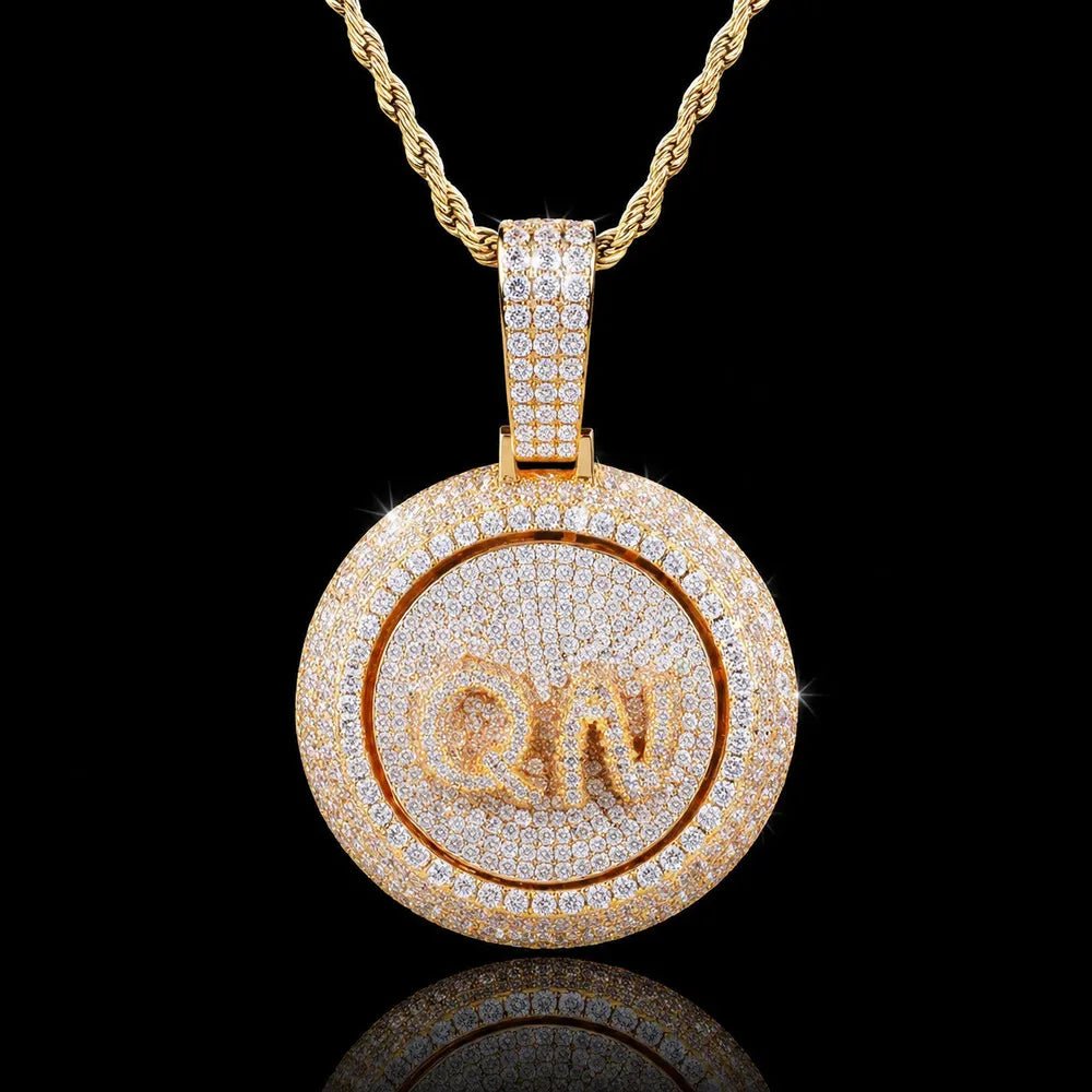 Rotating Custom 3D Letter Round Pendant – 43mm - TONGSHOP / Length:16 / Length:18