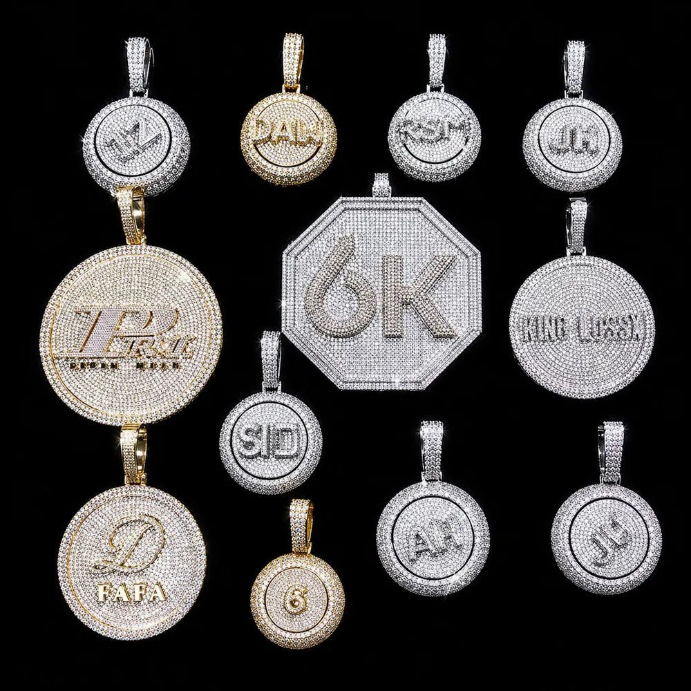Rotating Custom 3D Letter Round Pendant – 43mm - TONGSHOP / Length:16 / Length:18