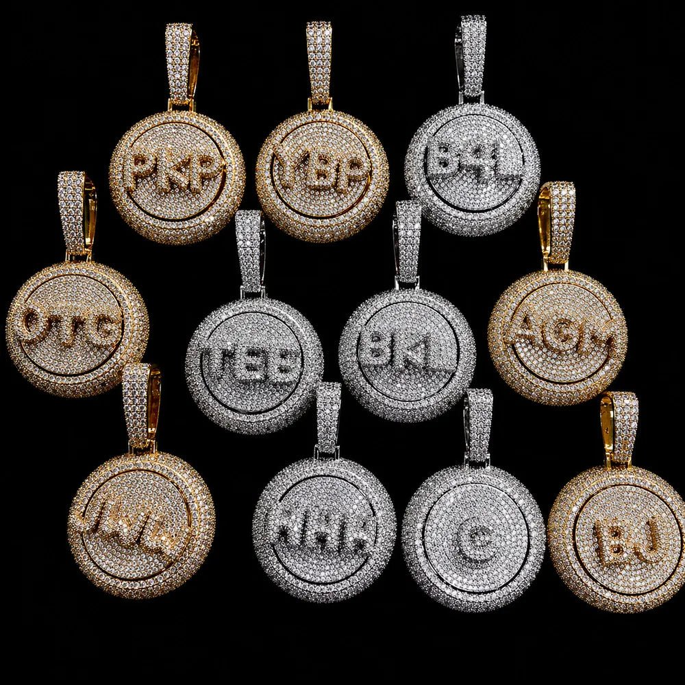 Rotating Custom 3D Letter Round Pendant – 43mm - TONGSHOP / Length:16 / Length:18