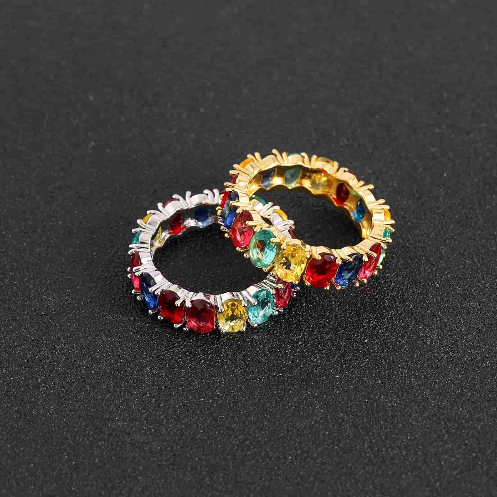 Round Colorful Zircon Ring - TONGSHOP