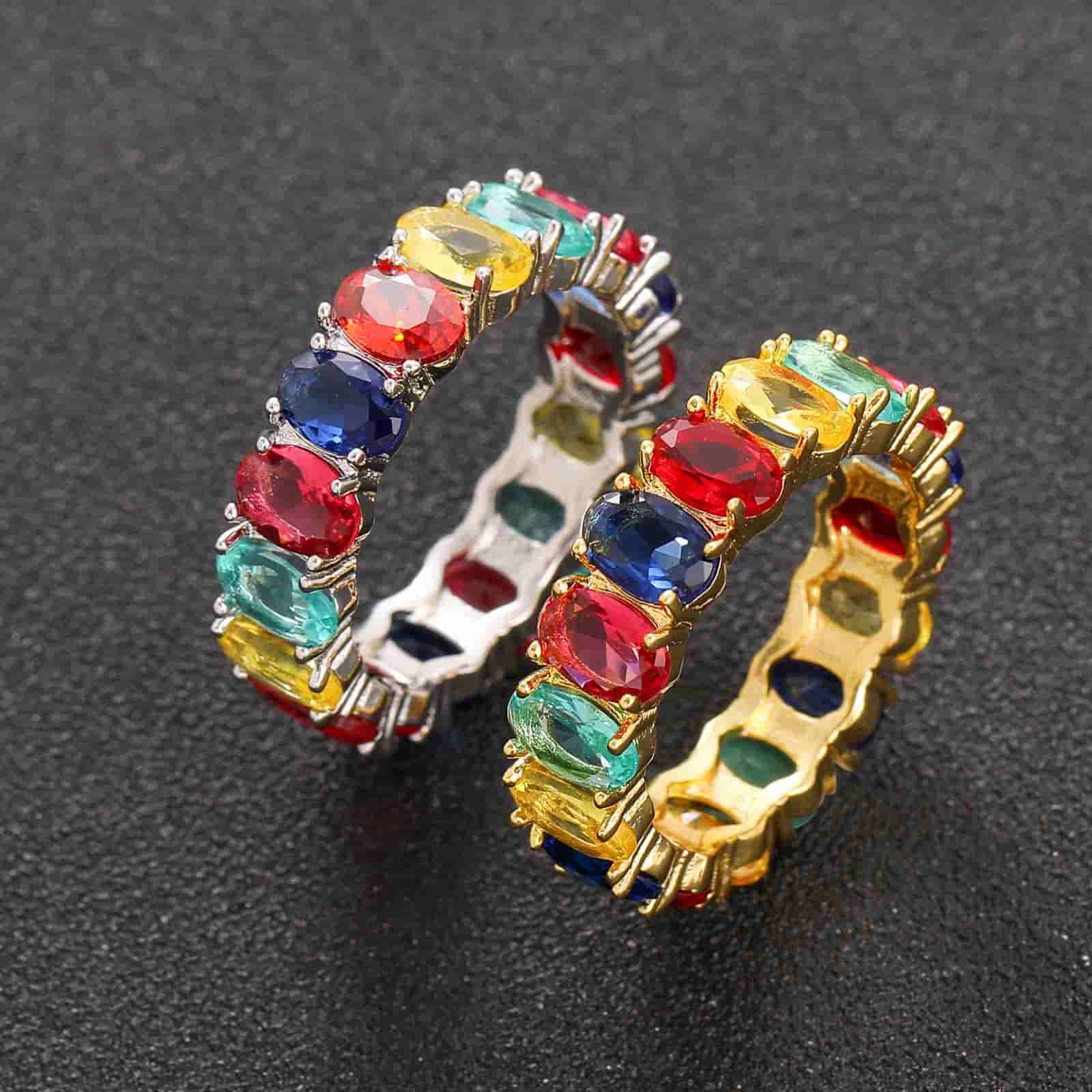 Round Colorful Zircon Ring - TONGSHOP