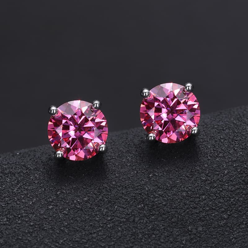 S925 1 Carat Colorful VVS Moissanite Stud Earrings - TONGSHOP