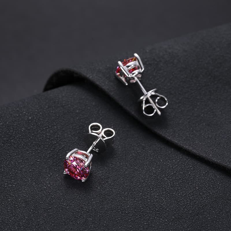 S925 1 Carat Colorful VVS Moissanite Stud Earrings - TONGSHOP
